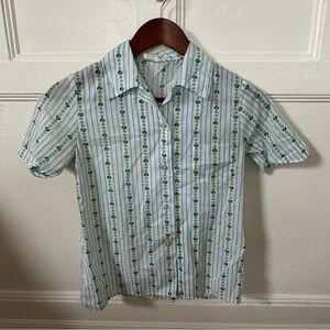 Vintage Girl Scouts Button Down Short Sleeve Shirt 70s Uniform Blouse Top GS